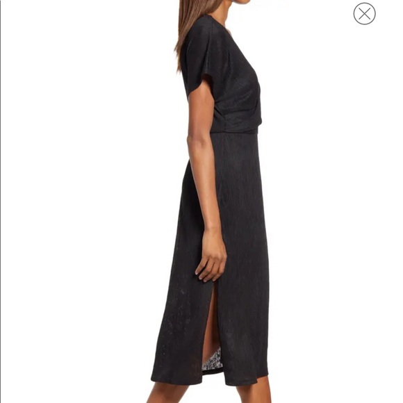 Nwot Floret Studio knee length black dress with side slit - Picture 2 of 7